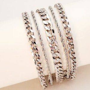 Goldfathers Jewelry.  5 Rhodium Layered 7" Bracelets.  UNISEX.